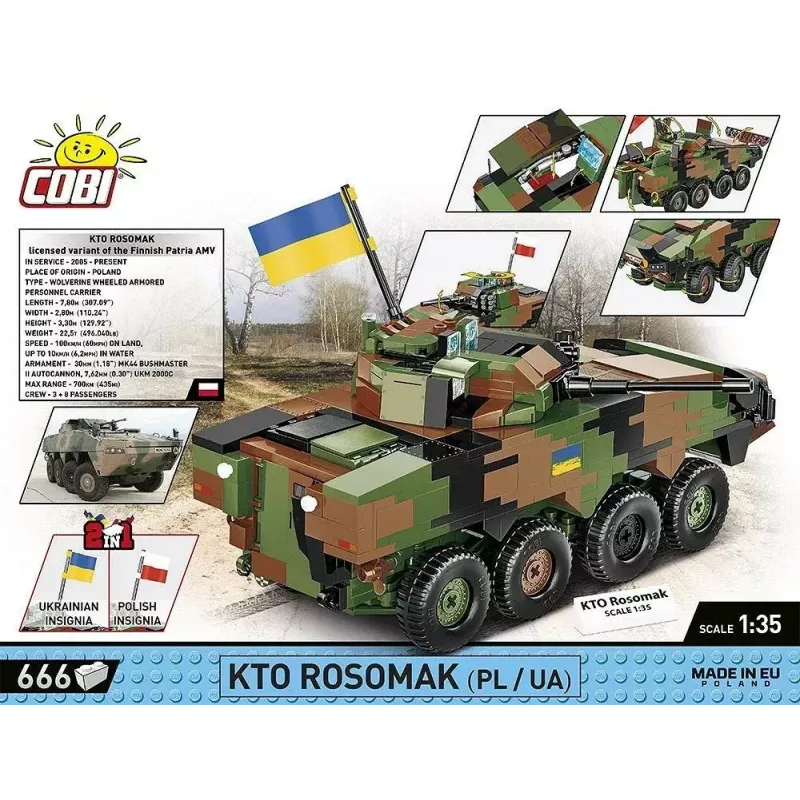 Kit modello mattoncini Cobi Armed Forces KTO Rosomak 2-in-1 (COBI-2629)