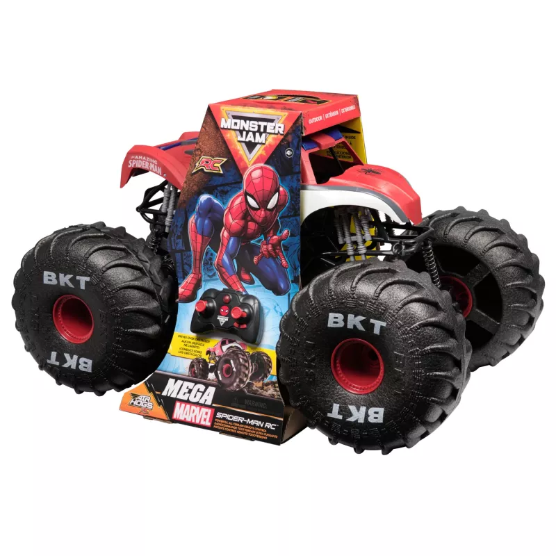 Monster Jam Marvel Mega Spider-Man monster truck RC, fuoristrada, oltre 60 cm di lunghezza, scala 1:6, giocattolo supereroi per bambini e bambine da 4 anni