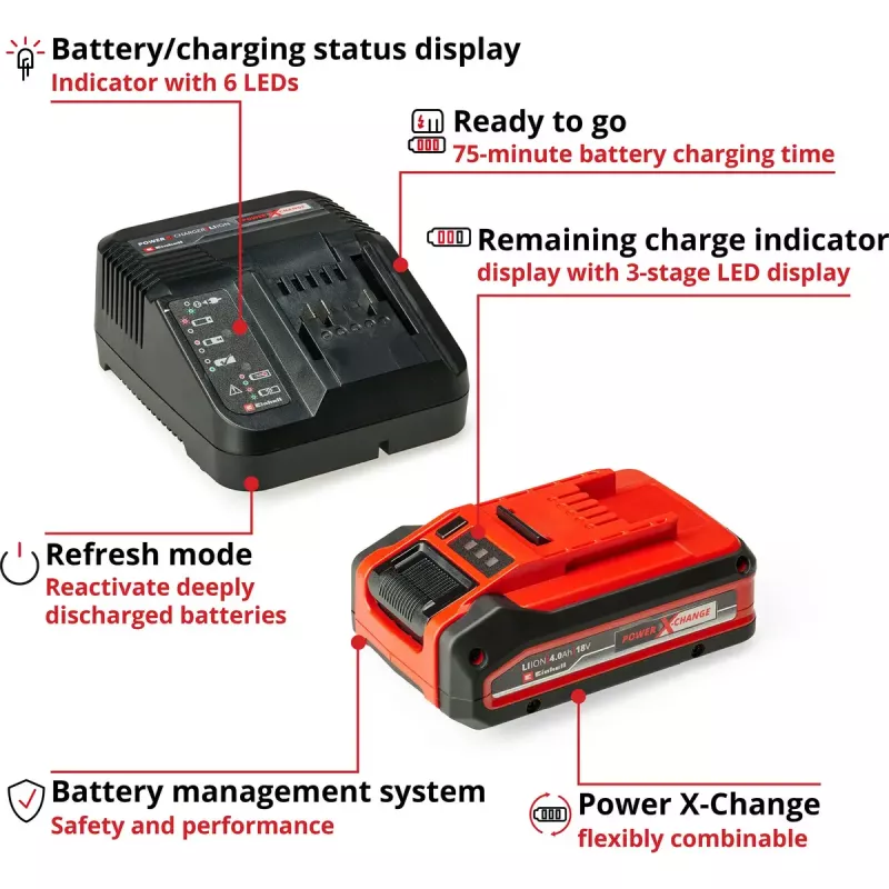 Smerigliatrice angolare a batteria EINHELL AXXIO 18/125, 18V, disco 125 mm, Li‑Ion Plus 4,0 Ah