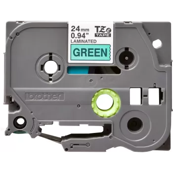 Nastro per etichettatura laminato Brother TZe-751 24 mm – nero su verde, 8 m, cartuccia grigia
