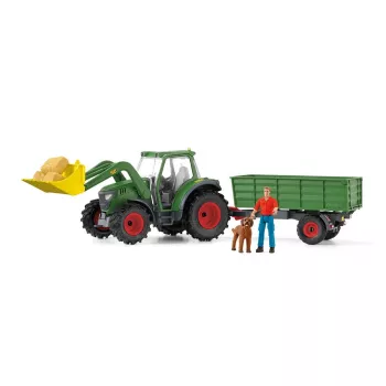 Trattore con rimorchio Schleich FARM WORLD 42608 nero verde rosso giallo