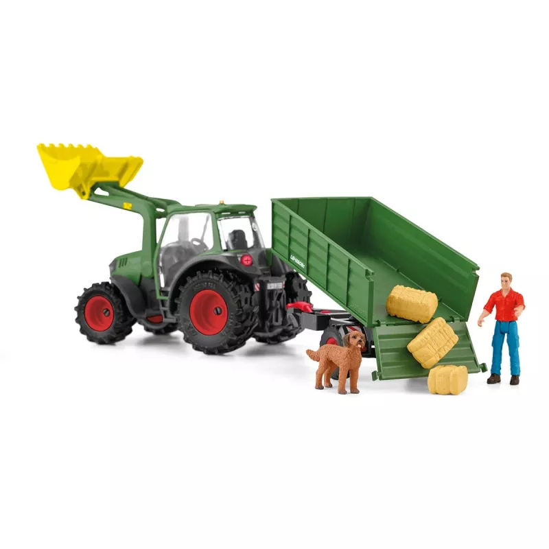 Trattore con rimorchio Schleich FARM WORLD 42608 nero verde rosso giallo
