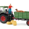 Trattore con rimorchio Schleich FARM WORLD 42608 nero verde rosso giallo