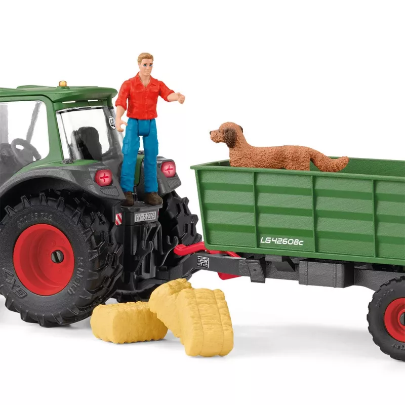 Trattore con rimorchio Schleich FARM WORLD 42608 nero verde rosso giallo