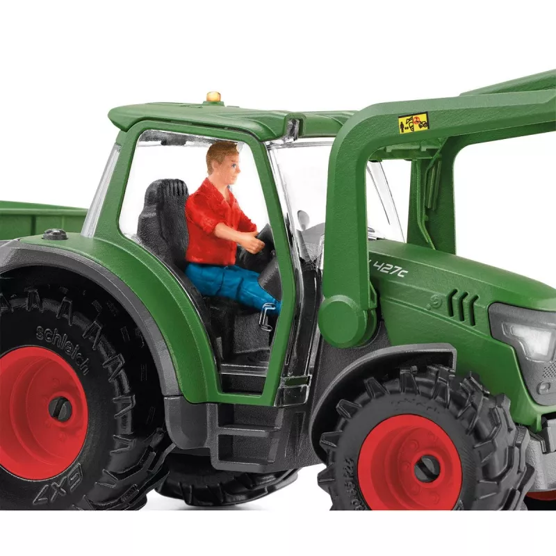 Trattore con rimorchio Schleich FARM WORLD 42608 nero verde rosso giallo