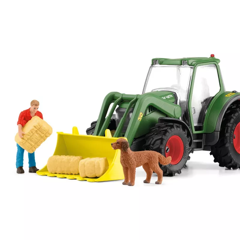 Trattore con rimorchio Schleich FARM WORLD 42608 nero verde rosso giallo