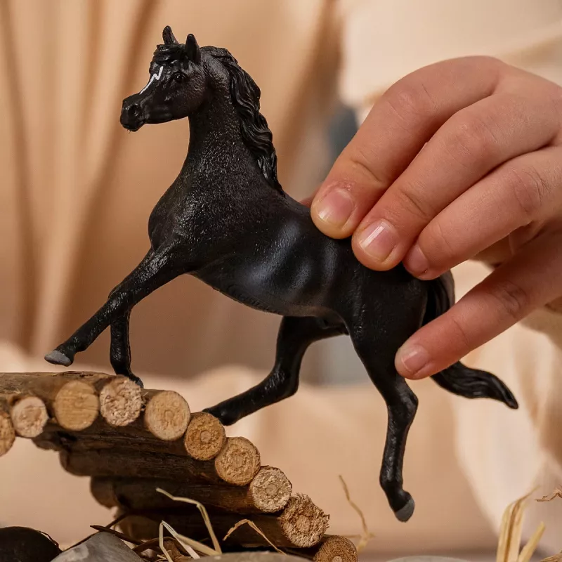 schleich HORSE CLUB Stallone arabo, 5 anni, cavalli, nero, grigio, bianco, plastica
