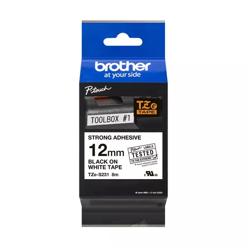 Nastro per etichettatura Brother TZe-S231 12mm nero su bianco