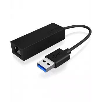 ICY BOX USB 3.0 Type-A a porta Ethernet RJ-45, con filo, USB, Ethernet, 1000 Mbit/s, nero