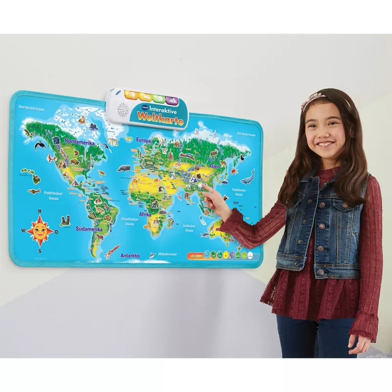 Mappa del mondo interattiva VTech, 6 anni, con suono, batterie necessarie, AA, multicolore