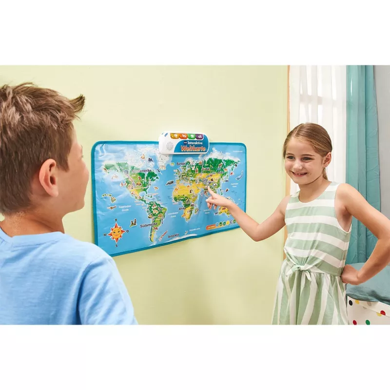 Mappa del mondo interattiva VTech, 6 anni, con suono, batterie necessarie, AA, multicolore