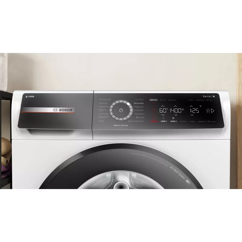 Bosch Serie 8 WGB244A40 lavatrice a carica frontale, 9 kg, 1400 giri/min, i-Dos, bianco/nero