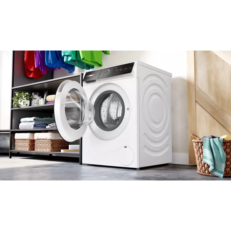 Bosch Serie 8 WGB244A40 lavatrice a carica frontale, 9 kg, 1400 giri/min, i-Dos, bianco/nero