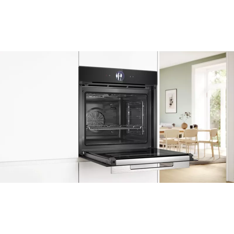 Bosch Serie 8 HRG7764B1 forno da incasso, 60 cm, 71 l, A+, vapore, AirFry, pirolisi, Home Connect, nero