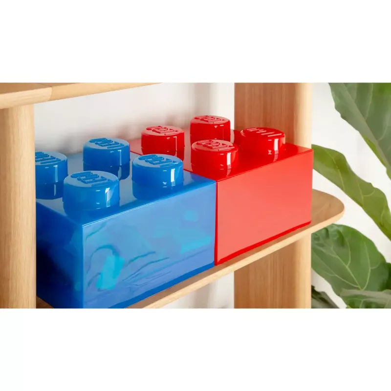 Scatola portautensili Room Copenhagen LEGO Storage Brick 4 Top Lid Glitter — blu/trasparente
