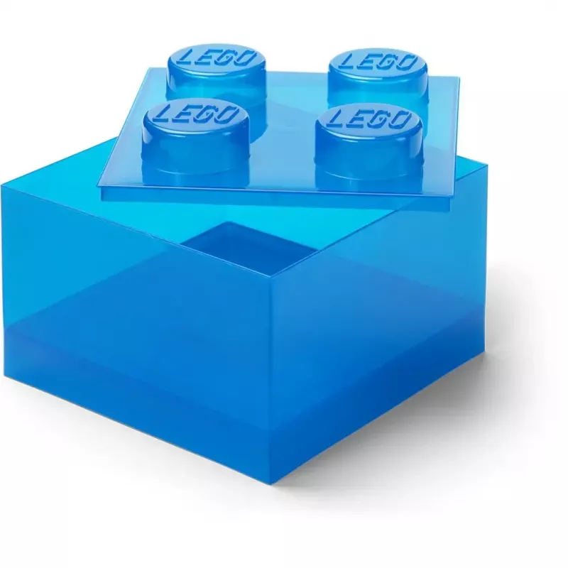 Scatola portautensili Room Copenhagen LEGO Storage Brick 4 Top Lid Glitter — blu/trasparente