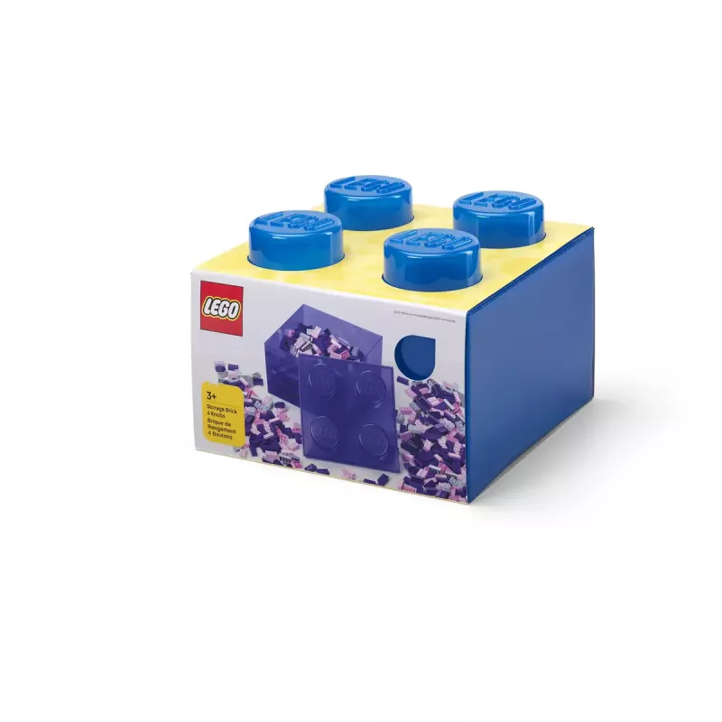 Scatola portautensili Room Copenhagen LEGO Storage Brick 4 Top Lid Glitter — blu/trasparente