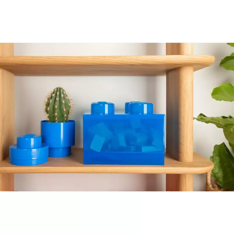 Scatola portautensili Room Copenhagen LEGO Storage Brick 4 Top Lid Glitter — blu/trasparente