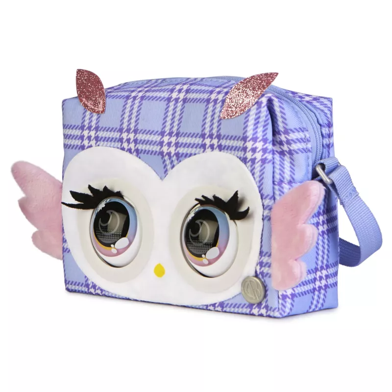 Purse Pets, Print Perfect Hoot Couture Owl, giocattolo interattivo e borsetta con oltre 30 suoni e reazioni, giocattolo per bambine dai 5 anni