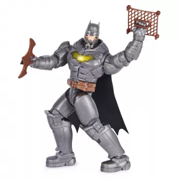 DC Comics, Battle Strike Batman action figure 12 pollici, 5 accessori, oltre 20 suoni, giocattolo da collezione per bambini e bambine dai 3 anni