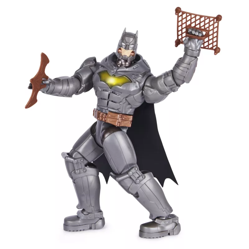 Spin Master Batman 30 cm Deluxe action figure con funzione colpo e lancio, 5 accessori, effetti luminosi e sonori, da 4 anni