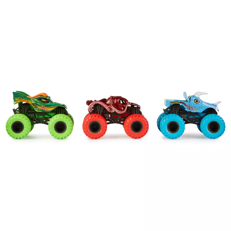 Monster Jam, Charged Beasts Set, ufficiale, Dragon, Octon8er, Jurassic Attack, monster truck in pressofusione scala 1:64, giocattolo per bambini e bambine dai 3 anni
