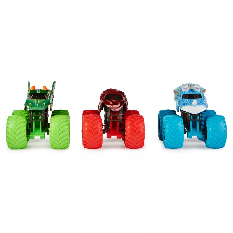 Monster Jam, Charged Beasts Set, ufficiale, Dragon, Octon8er, Jurassic Attack, monster truck in pressofusione scala 1:64, giocattolo per bambini e bambine dai 3 anni