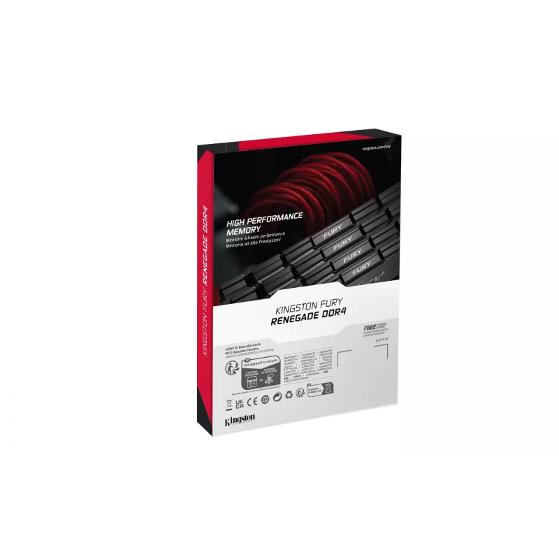 Kingston Technology FURY 64 GB 3600 MT/s DDR4 CL16 DIMM (kit da 4) Renegade nero