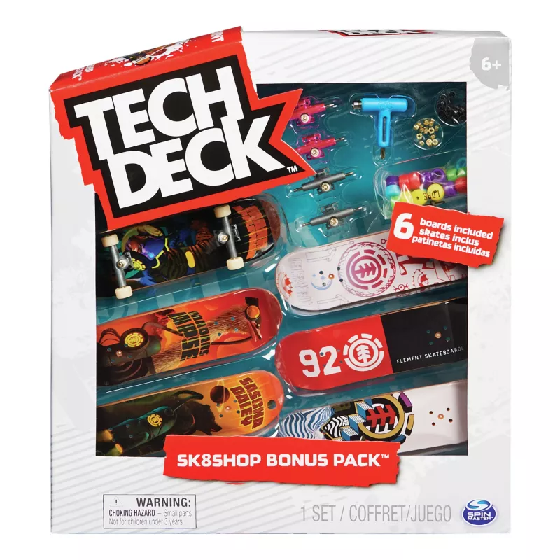 Tech Deck, Sk8shop Fingerboard Bonus Pack, mini skateboard da collezione e personalizzabili (stili possono variare)