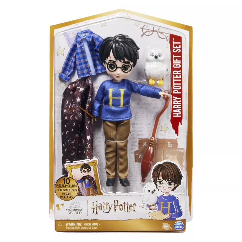 Wizarding World Harry Potter, set regalo bambola Harry Potter 8 inch con mantello mimetico e 5 accessori per bambole, giocattolo per bambini da 6 anni