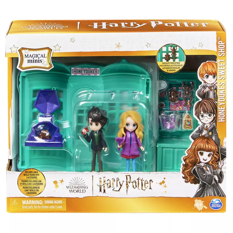 Wizarding World Harry Potter, Magical Minis negozio di dolciumi Honeydukes con 2 figure esclusive e 5 accessori, giocattolo per bambini da 6 anni