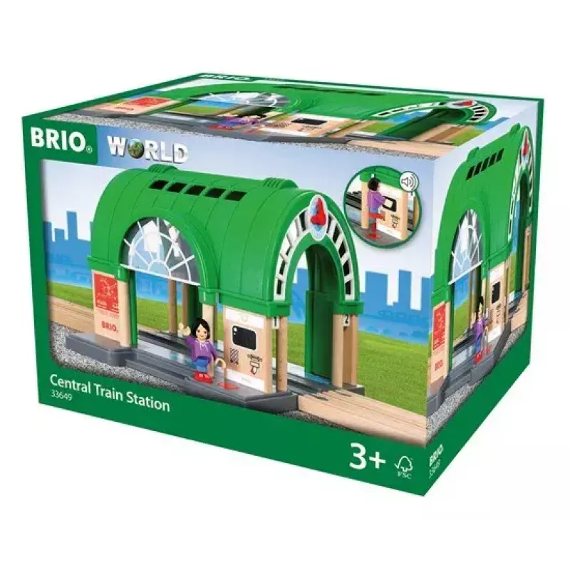 BRIO World 33649 Stazione centrale con distributore di biglietti, Verde/Grigio