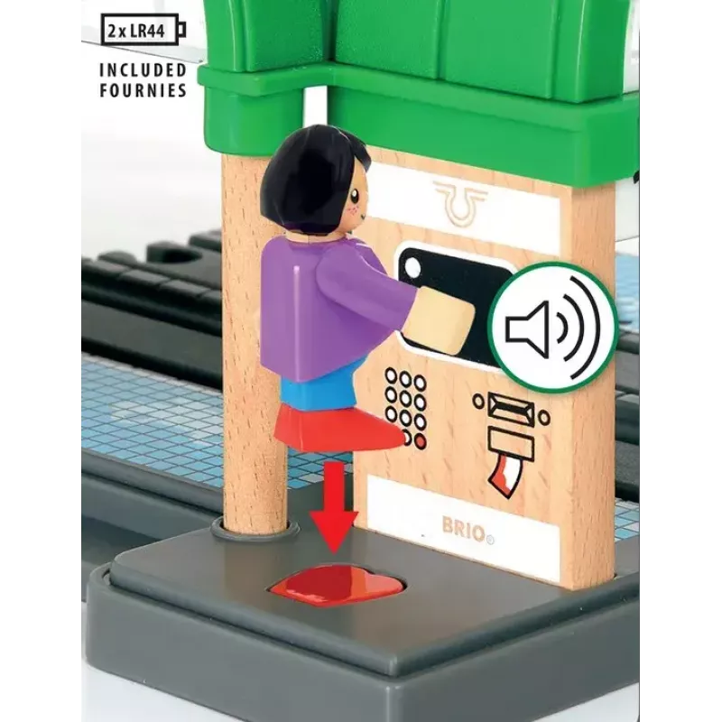 BRIO World 33649 Stazione centrale con distributore di biglietti, Verde/Grigio