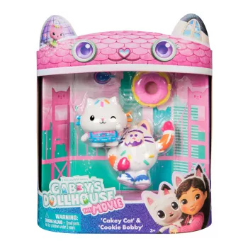 La casa delle bambole di Gabby: Il film, Cakey Cat & Cookie Bobby, figure giocattolo con 2 accessori, giocattolo per bambine e bambini da 3 anni