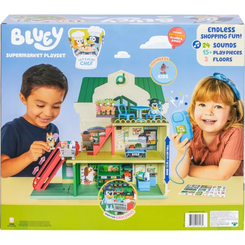 Set giocattolo Polesie MS18918 – Set della spesa a tema Bluey, con suono, batteria AAA, da 3 anni