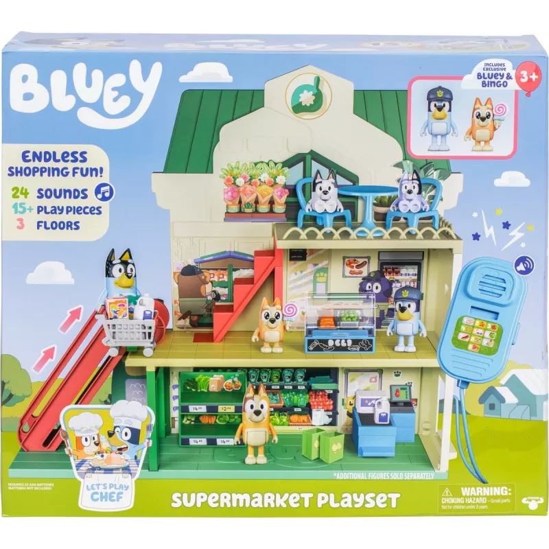 Set giocattolo Polesie MS18918 – Set della spesa a tema Bluey, con suono, batteria AAA, da 3 anni