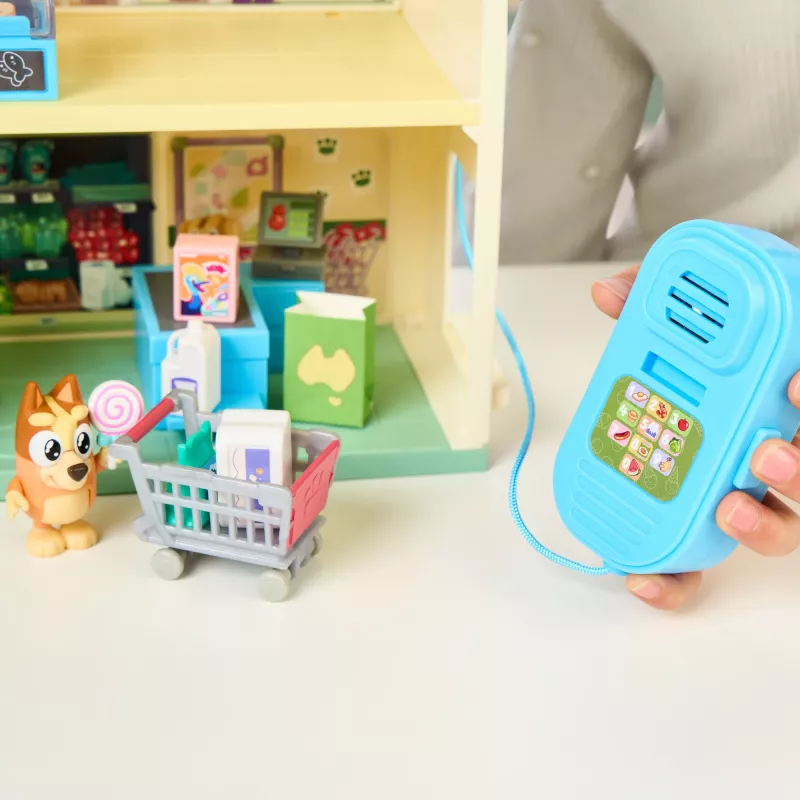 Set giocattolo Polesie MS18918 – Set della spesa a tema Bluey, con suono, batteria AAA, da 3 anni