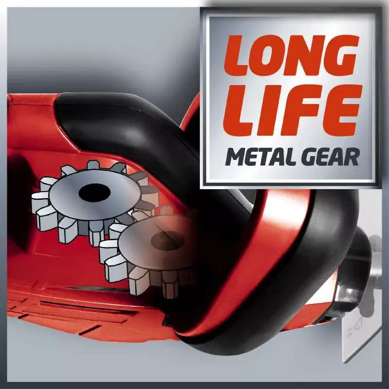 Einhell GE-CH 1846 Li Kit tagliasiepi a batteria, 18 V, batteria agli ioni di litio 2,0 Ah, doppia lama, lunghezza di taglio 52 cm, rosso/nero
