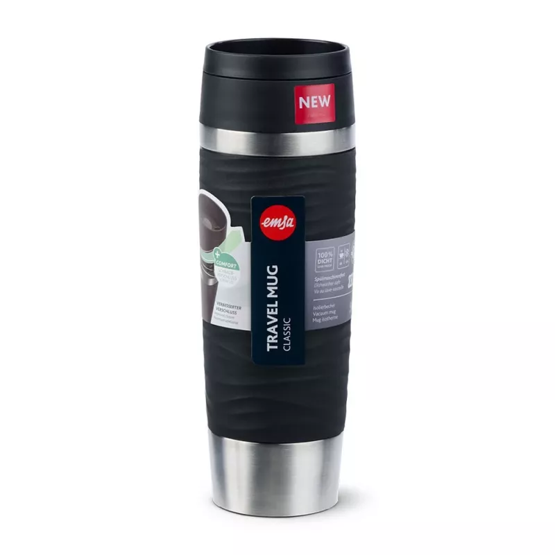 Travel Mug EMSA Waves Grande 500 ml nero, acciaio inox