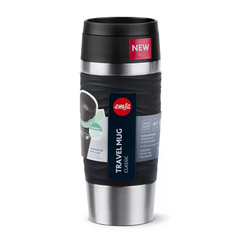 Travel Mug EMSA Waves 360 ml nero acciaio inox tazza da viaggio