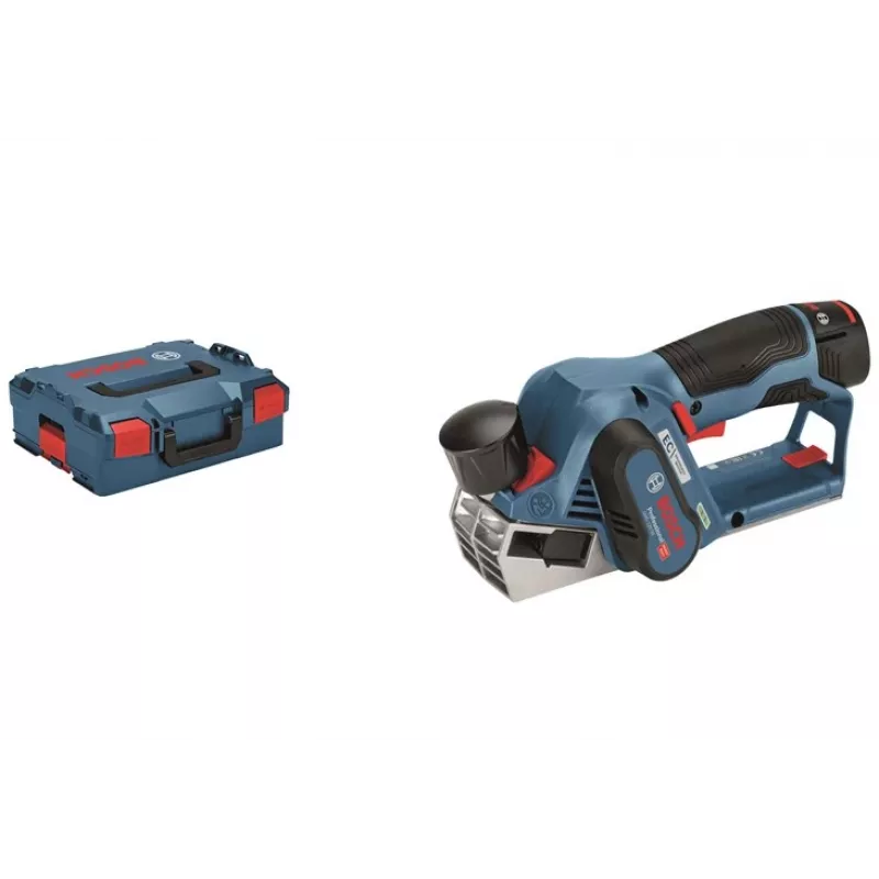Bosch GHO 12V-20 Professional pialletto a batteria, 12 V, larghezza di piallatura 56 mm, senza batteria e caricabatterie, in L-BOXX, blu/nero