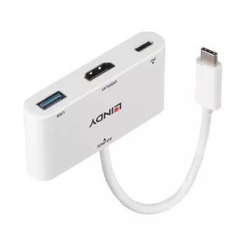 Lindy convertitore USB 3.2 Type-C a HDMI con porta USB Type-A e Power Delivery