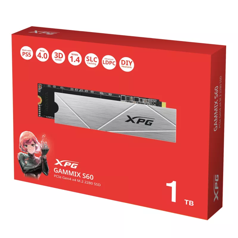 SSD ADATA 1 TB M.2 PCI Express 4.0 NVMe GAMMIX S60