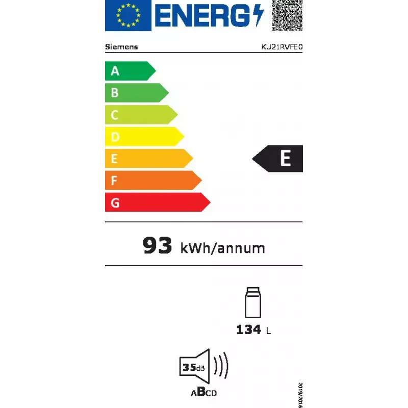Siemens iQ300 KU21RVFE0 frigorifero incasso 134 L