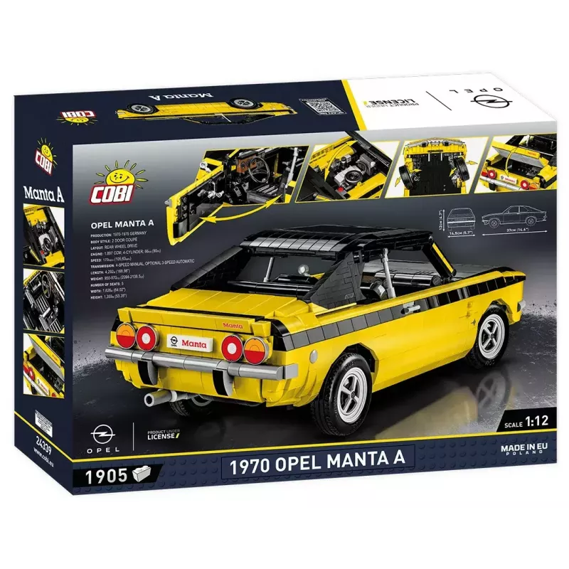 Giocattolo da costruzione Cobi Opel Manta A 1970 modello in scala 1:12, set di mattoncini