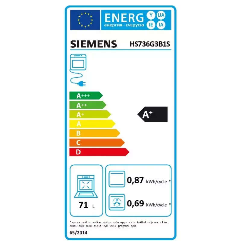 Siemens HS736G3B1 forno 71 L nero, acciaio inox