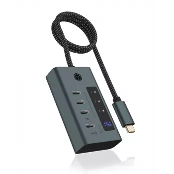ICY BOX IB-HUB1454-C31 USB 3.2 Gen 1 (3.1 Gen 1) Type-C 10000 Mbit/s blu, grigio