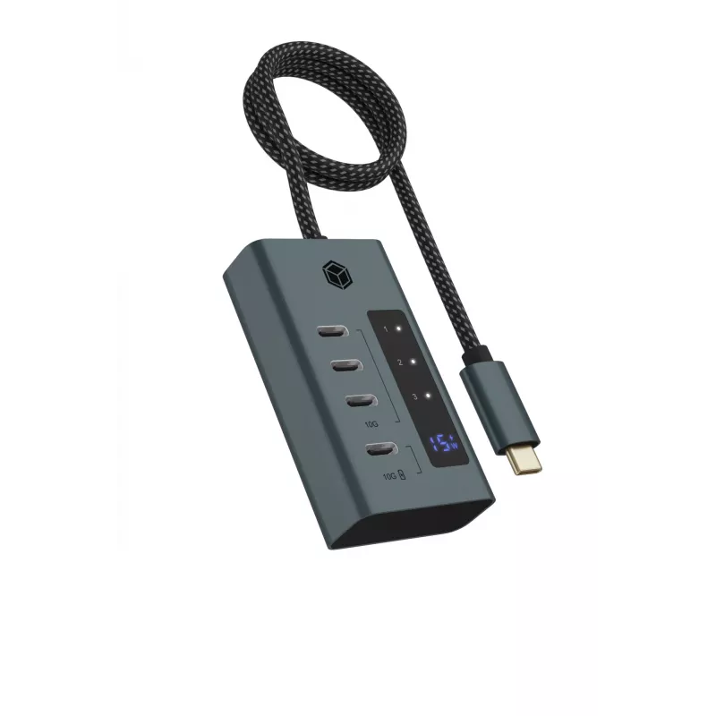ICY BOX IB-HUB1454-C31 USB 3.2 Gen 1 (3.1 Gen 1) Type-C 10000 Mbit/s blu, grigio