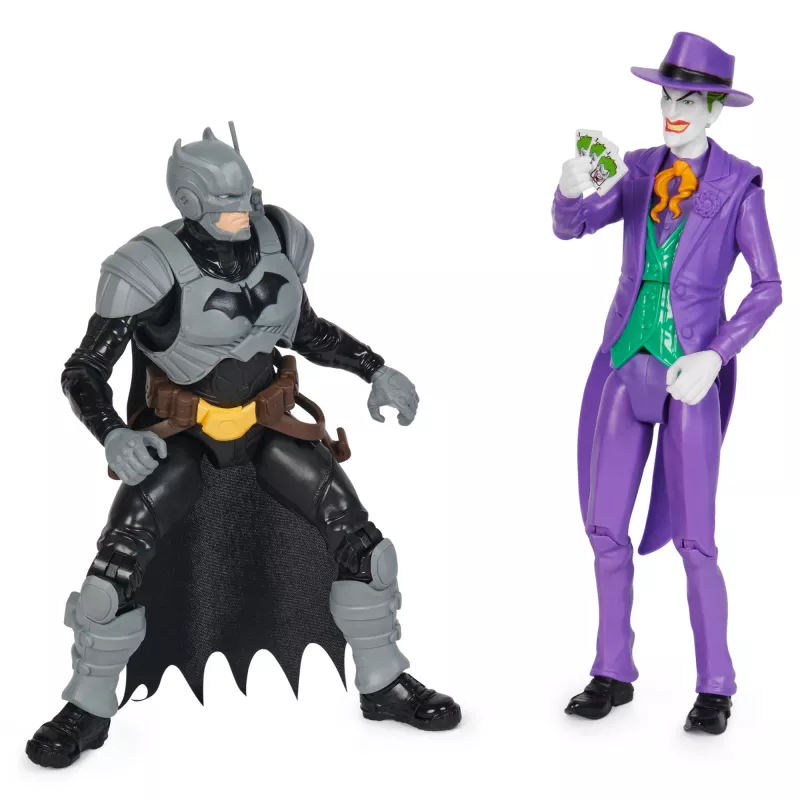 DC Comics, Batman Adventures, set action figure Batman vs The Joker, 2 figure, 12 accessori armatura, giocattolo supereroe da 30,5 cm per bambini e bambine