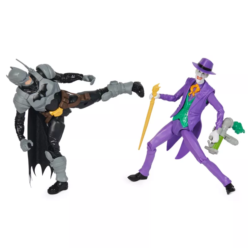 DC Comics, Batman Adventures, set action figure Batman vs The Joker, 2 figure, 12 accessori armatura, giocattolo supereroe da 30,5 cm per bambini e bambine